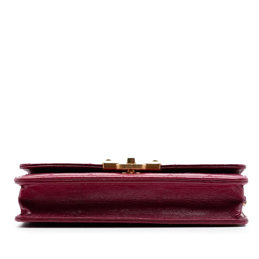 Chanel Stitched Goatskin Golden CC Wallet On Chain Red Leather Very good condition - Inside View
