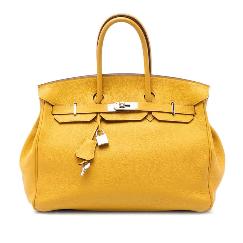 Hermès Togo Birkin Retourne 35 Yellow Leather Very good condition - Front View