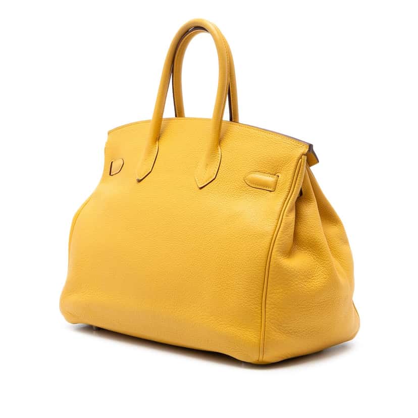 Hermès Togo Birkin Retourne 35 Yellow Leather Very good condition - Back View