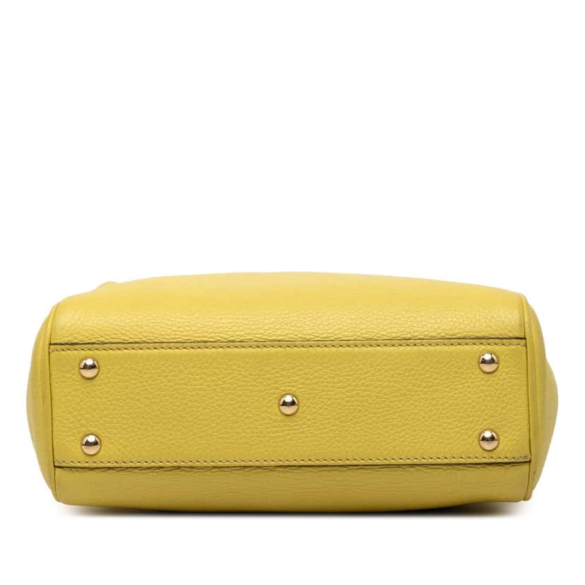 Gucci Mini Calfskin Bamboo Shopper Satchel Yellow Leather Very good condition - Inside View