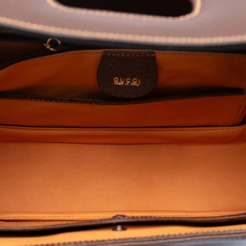 Gucci Medium Calfskin Bamboo Top Handle Bag Brown Leather Very good condition - Model View