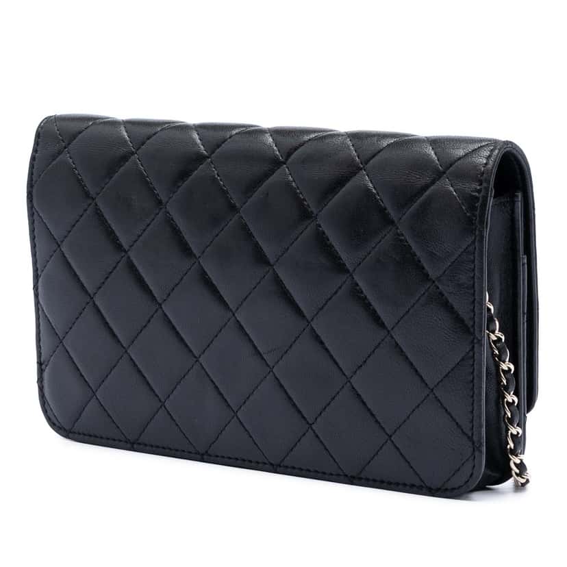 Chanel Quilted Lambskin Golden Class Wallet On Chain Black Leather Very good condition - Back View