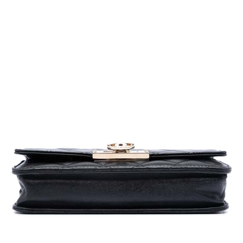 Chanel Quilted Lambskin Golden Class Wallet On Chain Black Leather Very good condition - Inside View