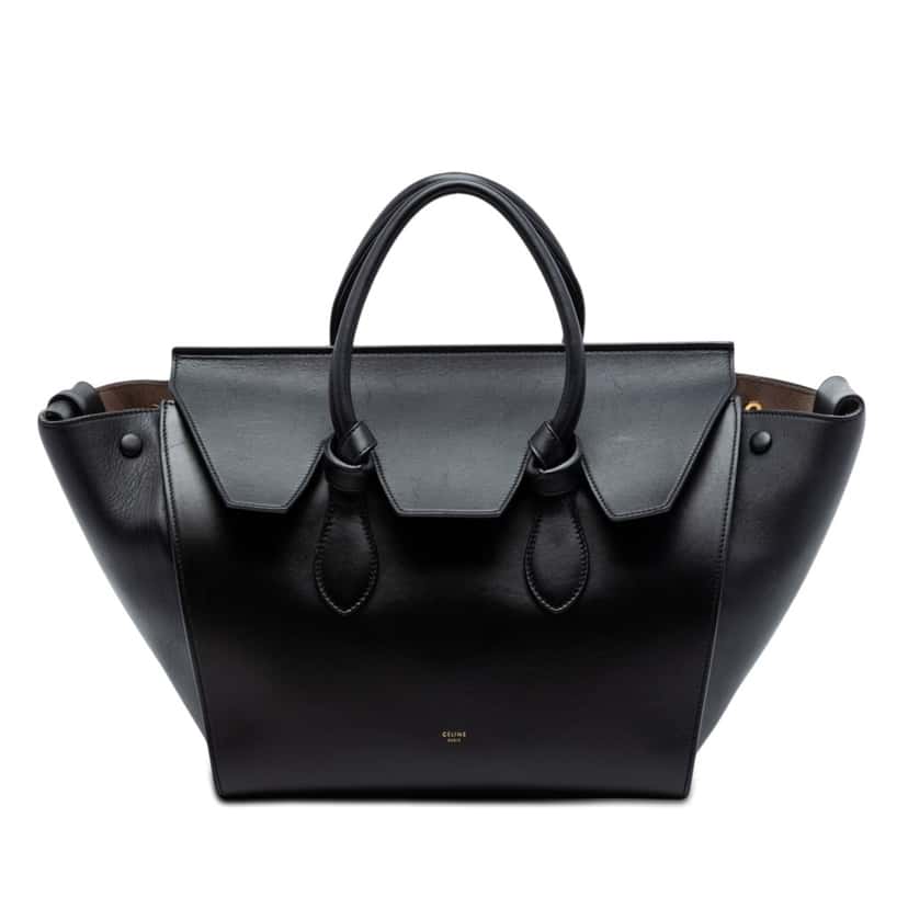 Celine Medium Smooth Calfskin Tie Knot Tote Black Leather Very good condition - Front View