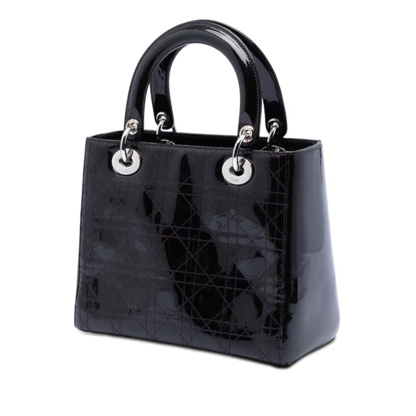 Dior Medium Patent Cannage Stitched Lady Dior Purple Leather Very good condition - Back View