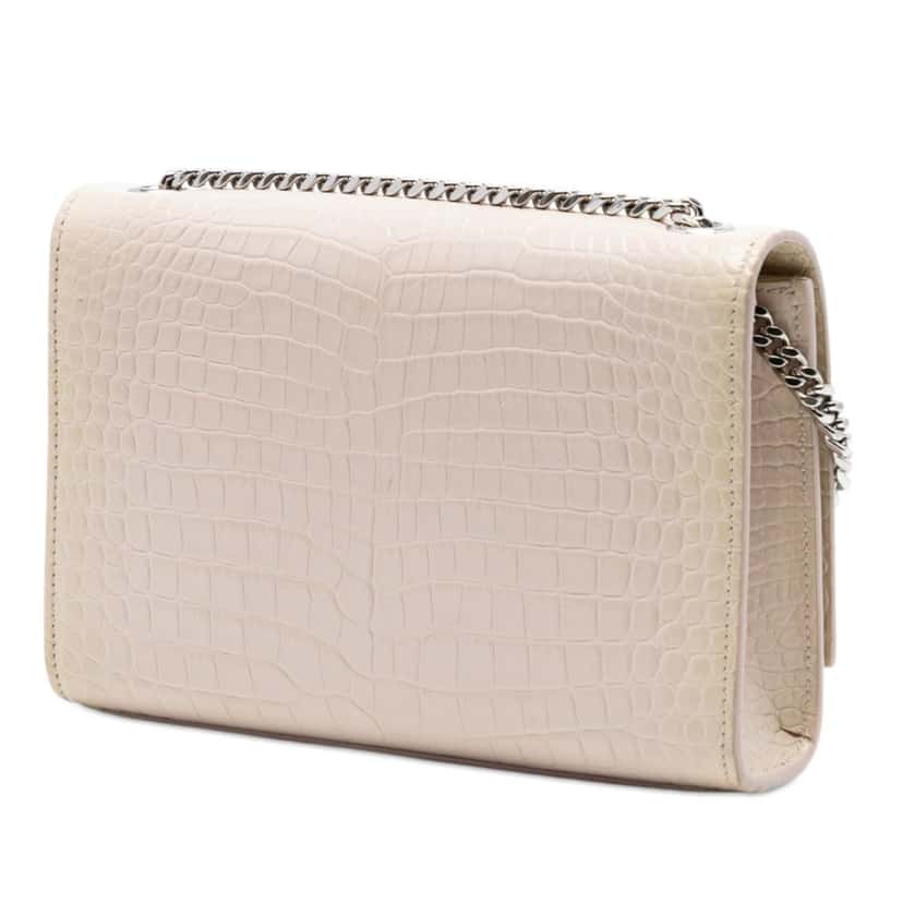 Saint Laurent Medium Croc Embossed Leather Monogram Kate Tassel Crossbody Brown Leather Very good condition - Back View