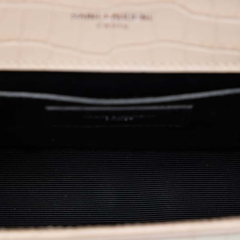 Saint Laurent Medium Croc Embossed Leather Monogram Kate Tassel Crossbody Brown Leather Very good condition - Model View