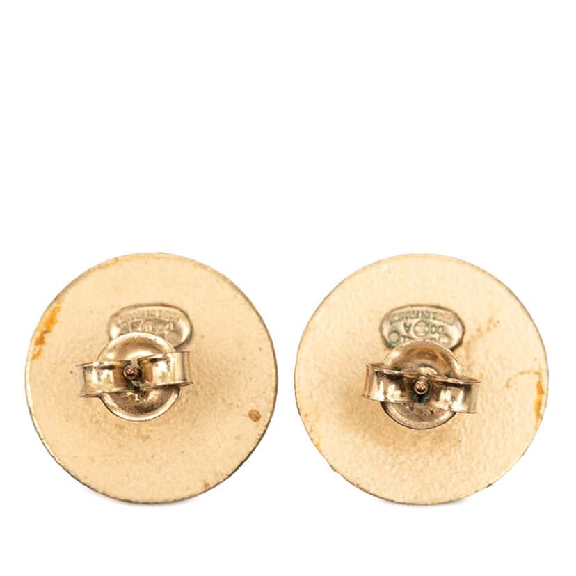 Chanel CC Gold Plated Strass Clip On Earrings Gold Metal Very good condition - Back View