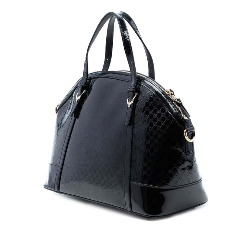 Gucci Large Microguccissima Patent Nice Dome Satchel Black Leather Very good condition - Back View