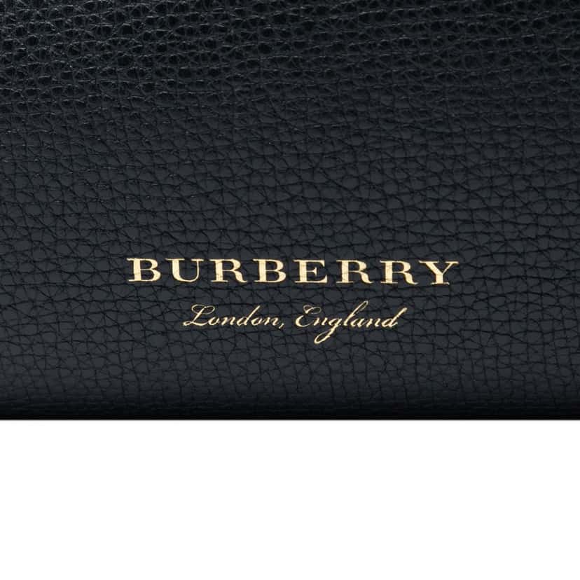 Burberry Medium Leather and House Check Banner Satchel Black Leather Very good condition - Box View