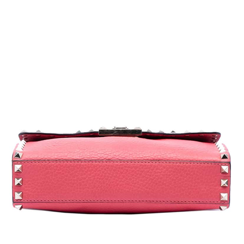 Valentino Small Leather Rockstud Flap Crossbody Pink Leather Very good condition - Inside View