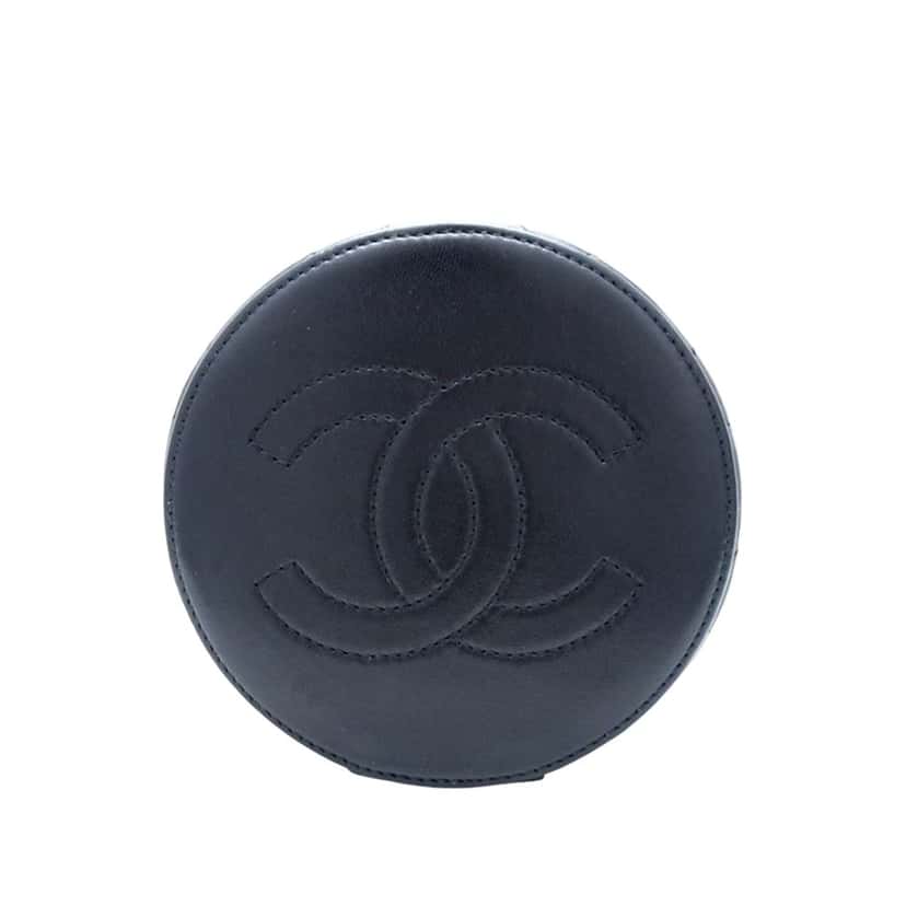 Chanel Small Quilted Lambskin Side Note Vanity Case Black Leather Very good condition - Inside View