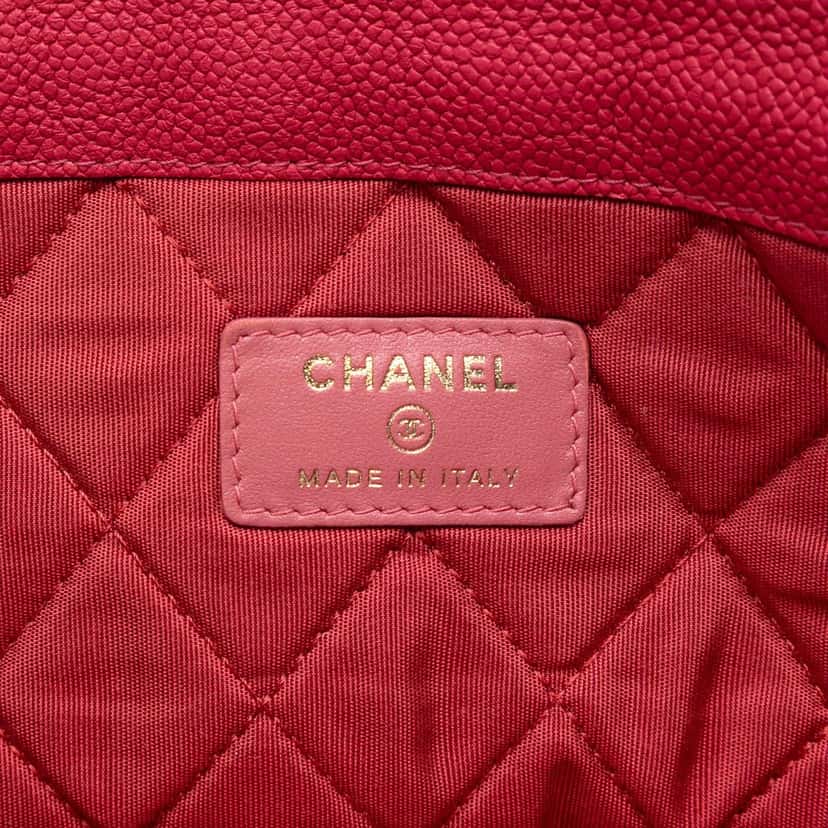 Chanel Paris Cuba Quilted Caviar Thread Around Envelope Clutch Pink Leather Very good condition - Box View