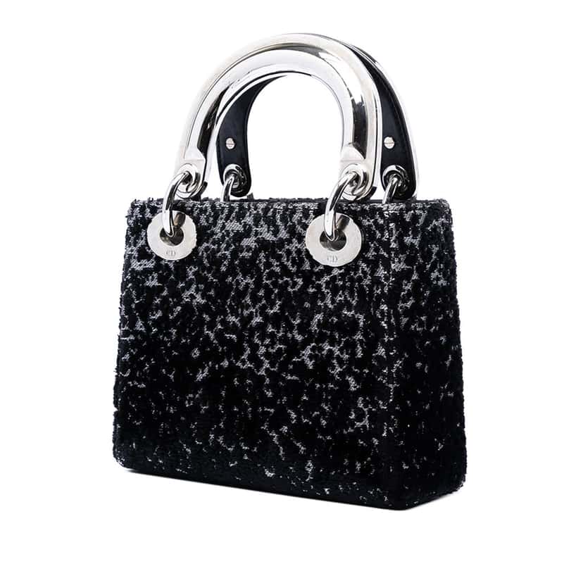 Dior Mini Fabric Lame Lady Dior Black Very good condition - Back View