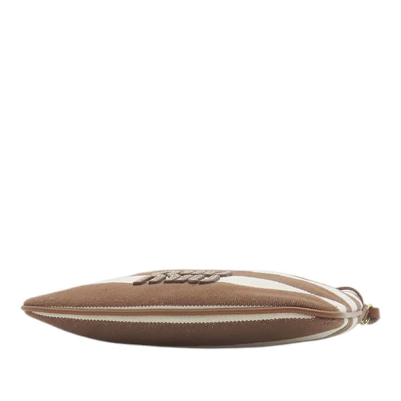 Miu Miu Striped Canvas Logo Drawstring Handbag Brown Very good condition - Inside View