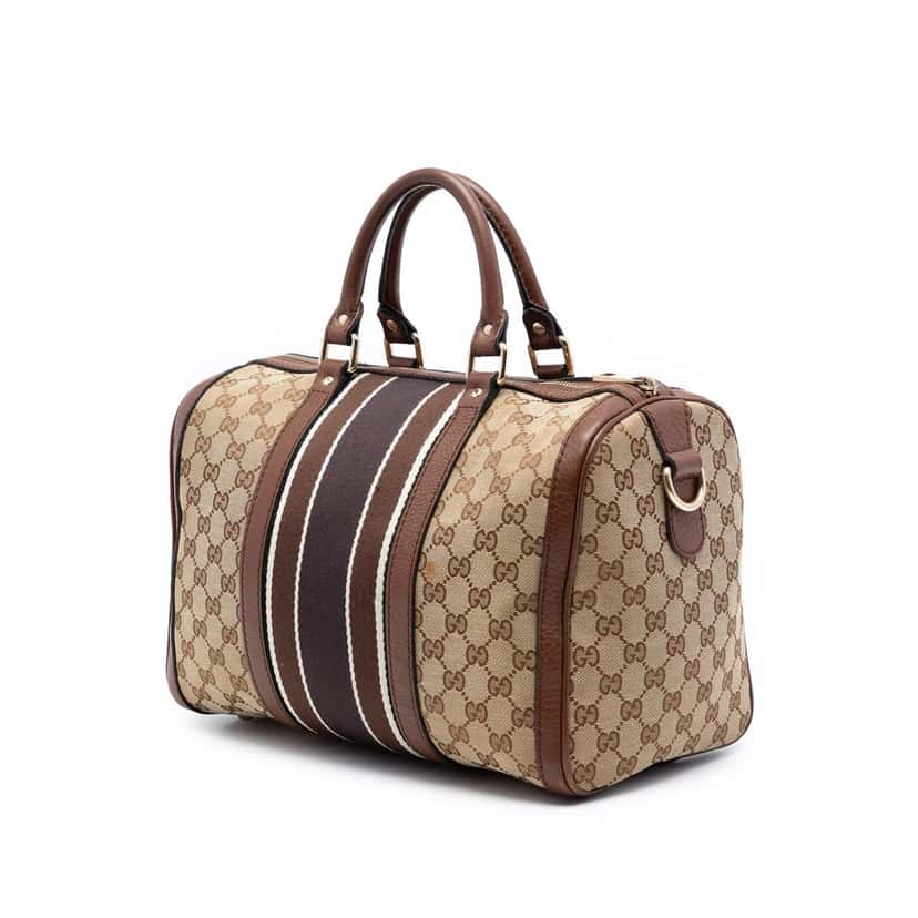 Gucci Medium GG Canvas Web Joy Boston Bag Beige Very good condition - Back View