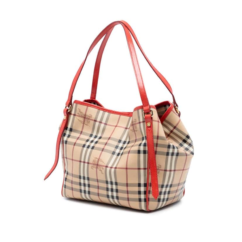 Burberry Small Haymarket Check Coated Canvas Canterbury Tote Beige Very good condition - Back View