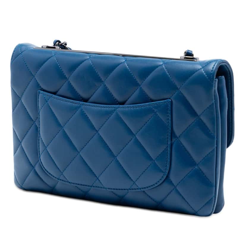 Chanel Medium Quilted Lambskin Trendy CC Flap Blue Leather Very good condition - Back View