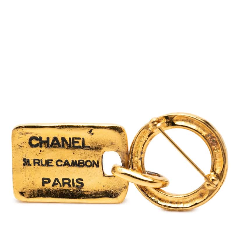 Chanel Gold Plated Rue Cambon Tag Brooch Gold Metal Very good condition - Inside View
