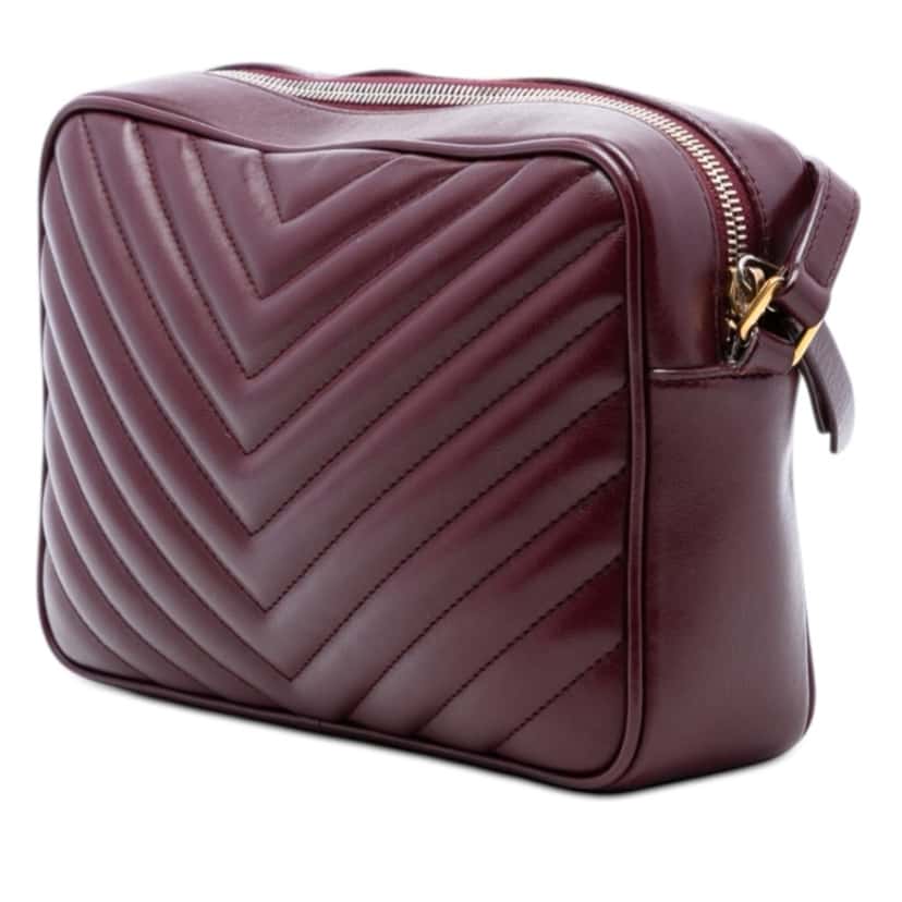 Saint Laurent Matelasse Leather Monogram Lou Camera Bag Red Leather Very good condition - Back View