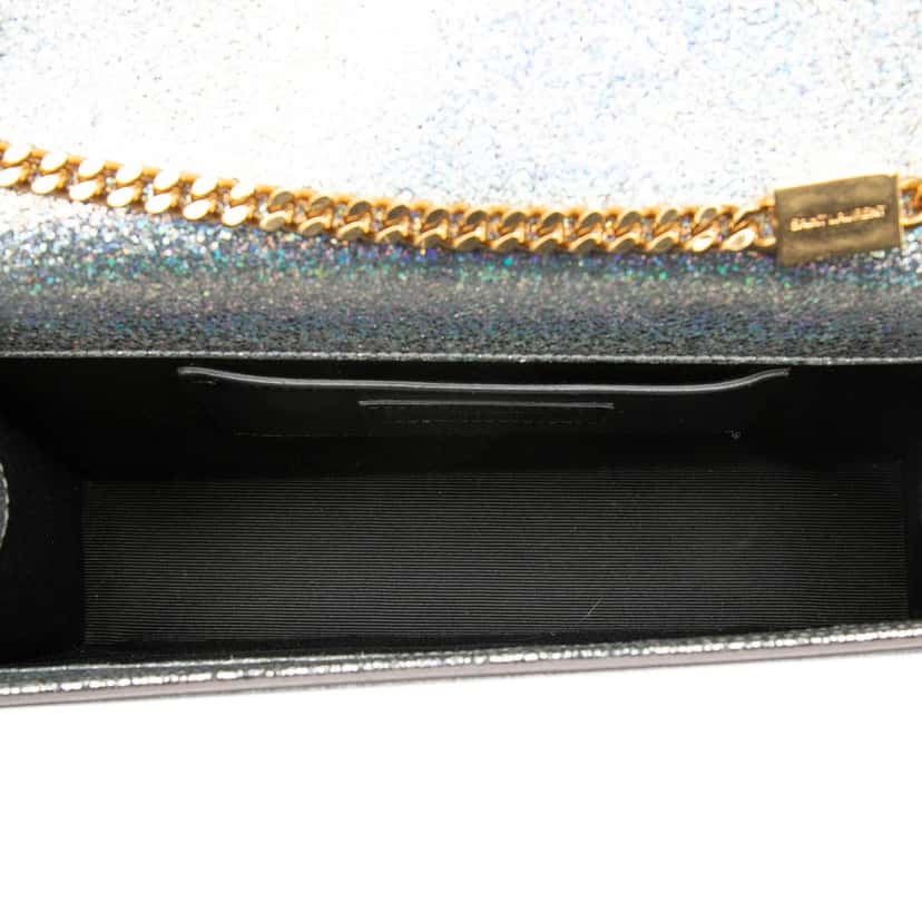 Saint Laurent Medium Metallic Calfskin Classic Monogram Kate Crossbody Silver Leather Very good condition - Model View