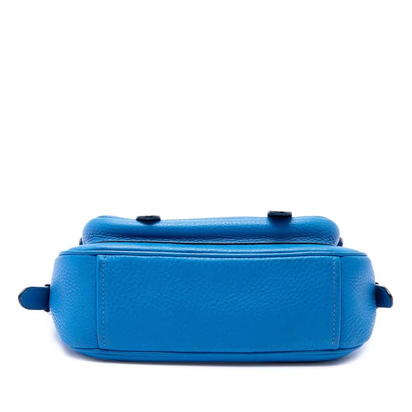 Prada Vitello Daino Double Buckle Messenger Bag Blue Leather Very good condition - Inside View