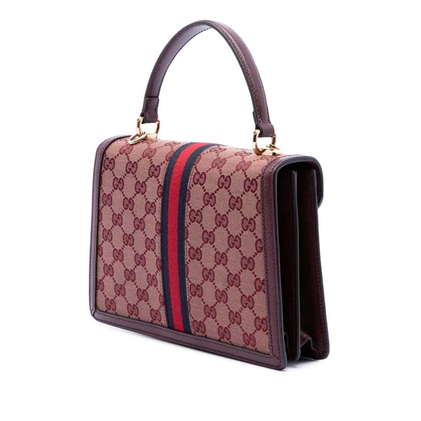 Gucci Small GG Canvas Web Ophidia Top Handle Flap Red Very good condition - Back View