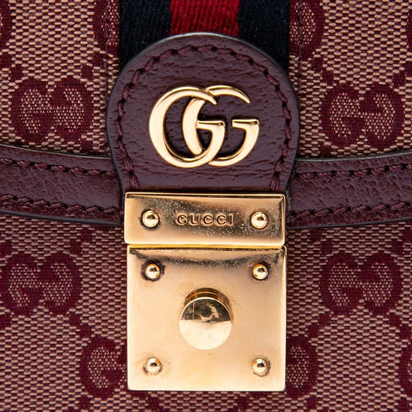 Gucci Small GG Canvas Web Ophidia Top Handle Flap Red Very good condition - Box View