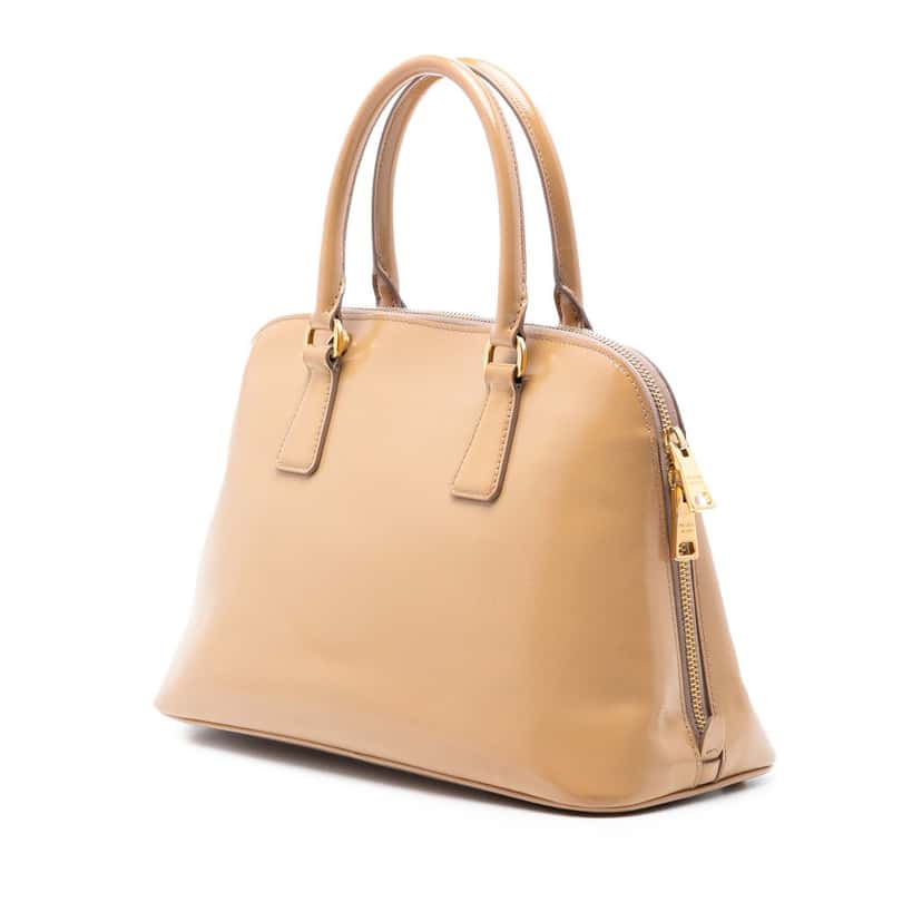 Prada Medium Saffiano Vernice Promenade Satchel Brown Leather Very good condition - Back View