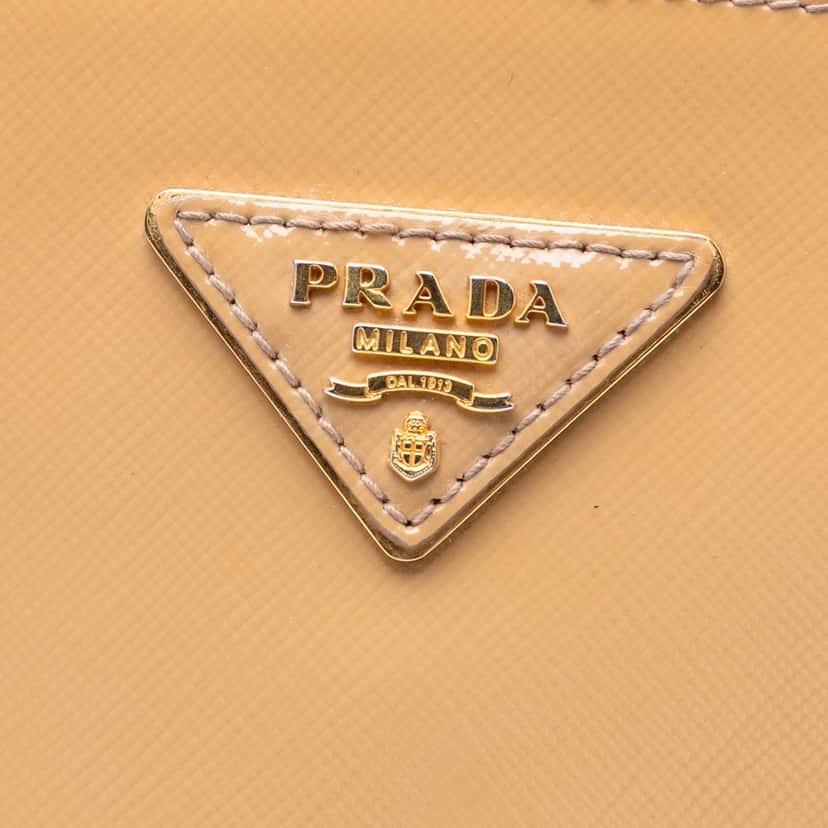 Prada Medium Saffiano Vernice Promenade Satchel Brown Leather Very good condition - Box View