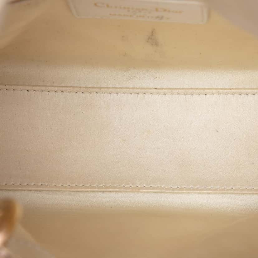 Dior Mini Satin Cannage Crystal Embellished Lady Dior White Very good condition - Model View