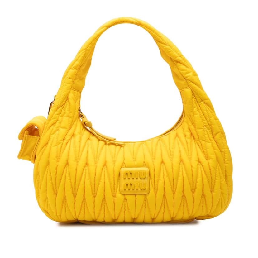 Miu Miu Matelasse Tessuto Wander Hobo Yellow Very good condition - Front View