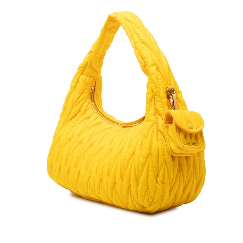 Miu Miu Matelasse Tessuto Wander Hobo Yellow Very good condition - Back View