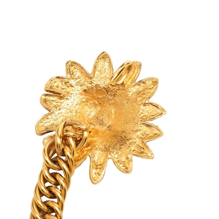 Chanel Gold Plated Leo Lion Sun Medallion Charm Necklace Gold Metal Very good condition - Back View