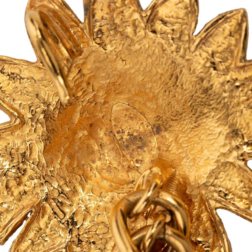 Chanel Gold Plated Leo Lion Sun Medallion Charm Necklace Gold Metal Very good condition - Inside View