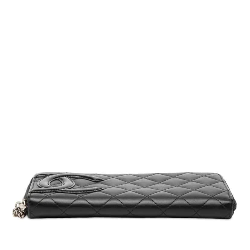 Chanel Quilted Lambskin Cambon Ligne Zippy Wallet Black Leather Very good condition - Inside View