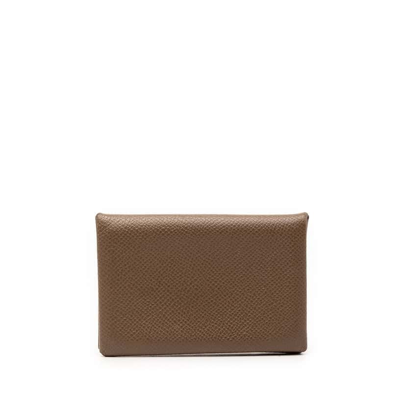 Hermès Epsom Calvi Card Holder Brown Leather Very good condition - Front View