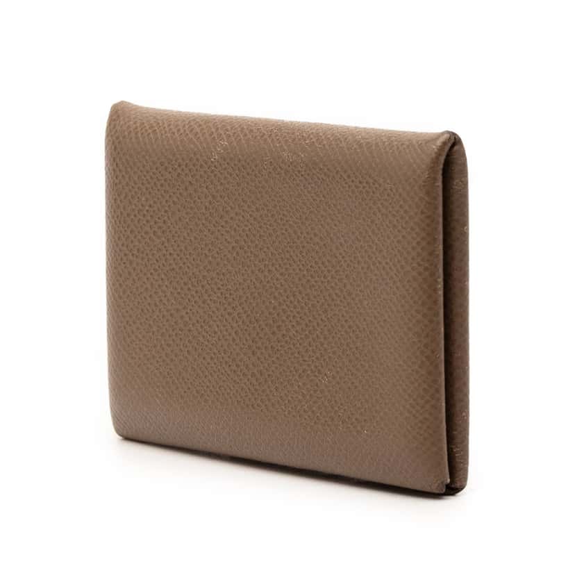 Hermès Epsom Calvi Card Holder Brown Leather Very good condition - Back View
