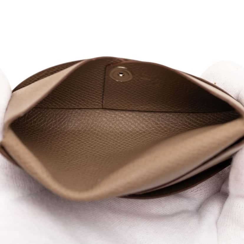 Hermès Epsom Calvi Card Holder Brown Leather Very good condition - Model View