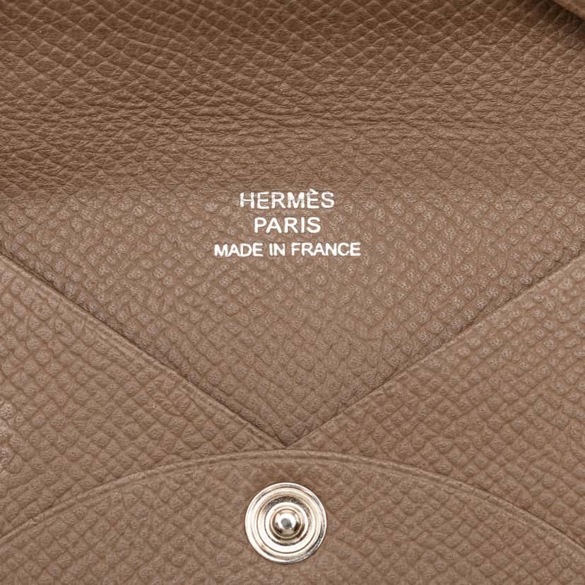 Hermès Epsom Calvi Card Holder Brown Leather Very good condition - Box View