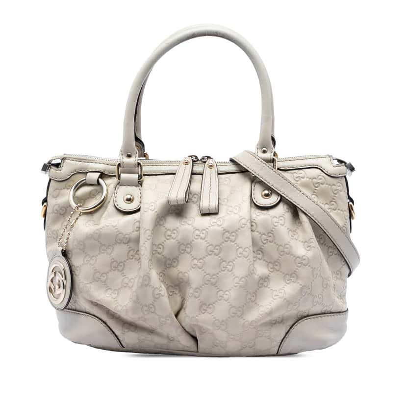 Gucci Guccissima Sukey Satchel White Leather Very good condition - Front View