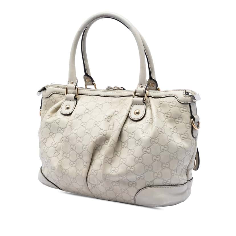 Gucci Guccissima Sukey Satchel White Leather Very good condition - Back View