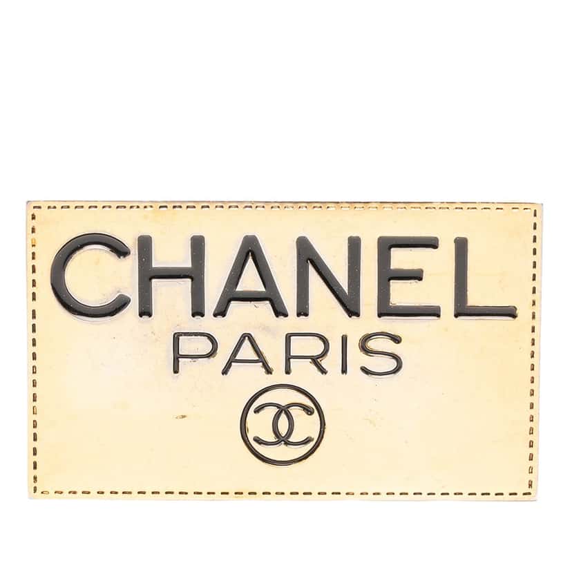 Chanel Gold Plated CC Plate Brooch Gold Metal Very good condition - Front View