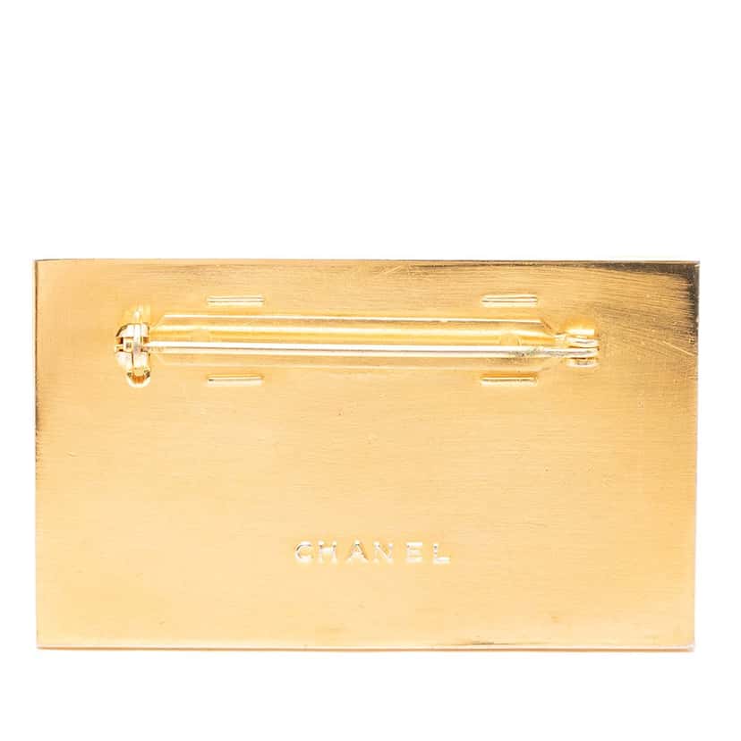 Chanel Gold Plated CC Plate Brooch Gold Metal Very good condition - Inside View