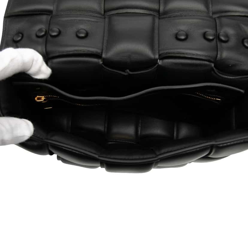 Bottega Veneta Nappa Intrecciato Padded Chain Cassette Satchel Black Leather Very good condition - Model View