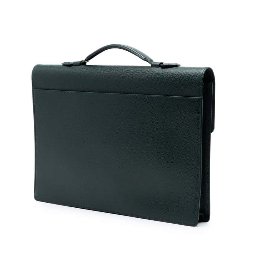 Louis Vuitton Taiga Serviette Kourad Briefcase Green Leather Very good condition - Back View