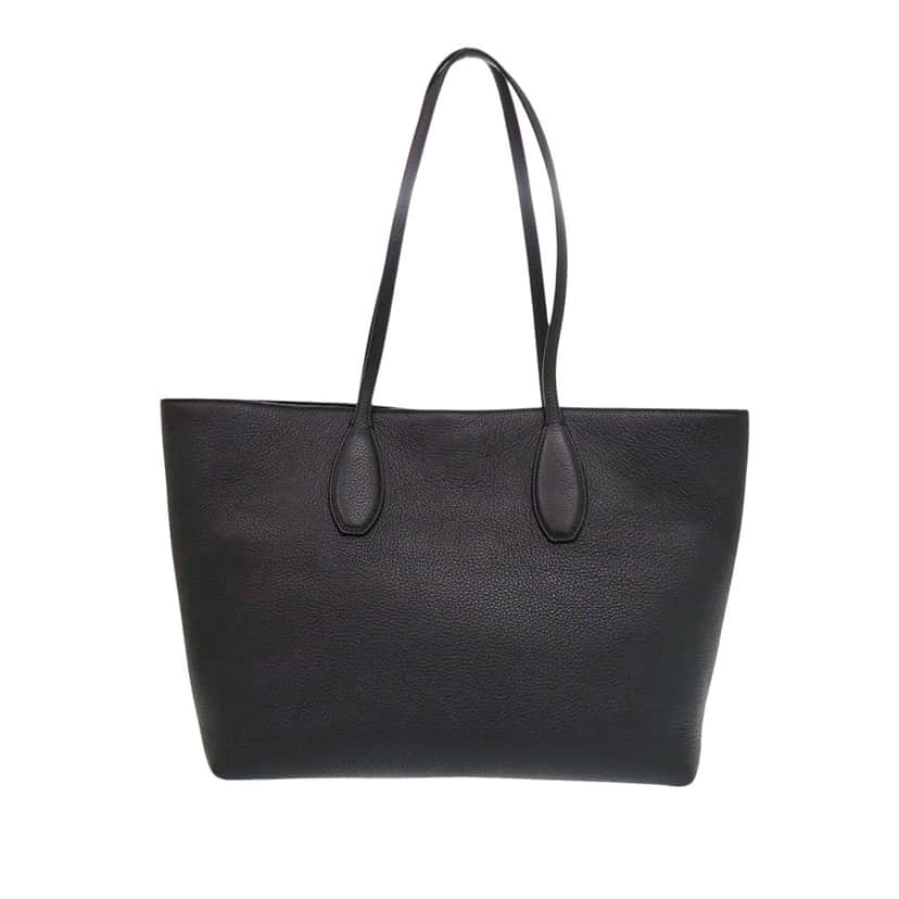 Ferragamo Grained Calfskin Studded Gancini Tote Black Leather Very good condition - Back View