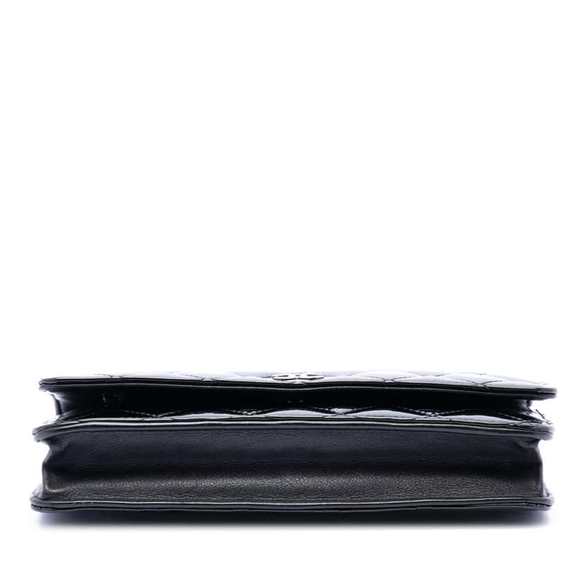 Chanel CC Quilted Patent Wallet On Chain Black Leather Very good condition - Inside View