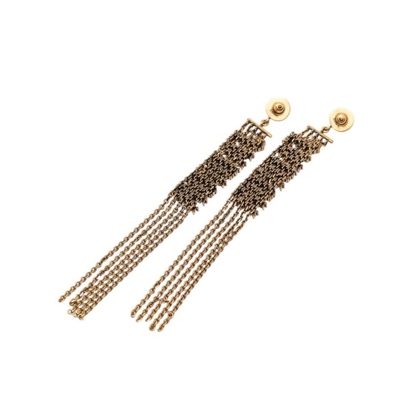 Dior Gold Plated Strass JAdior Drop Push Back Earrings Gold Metal Very good condition - Back View