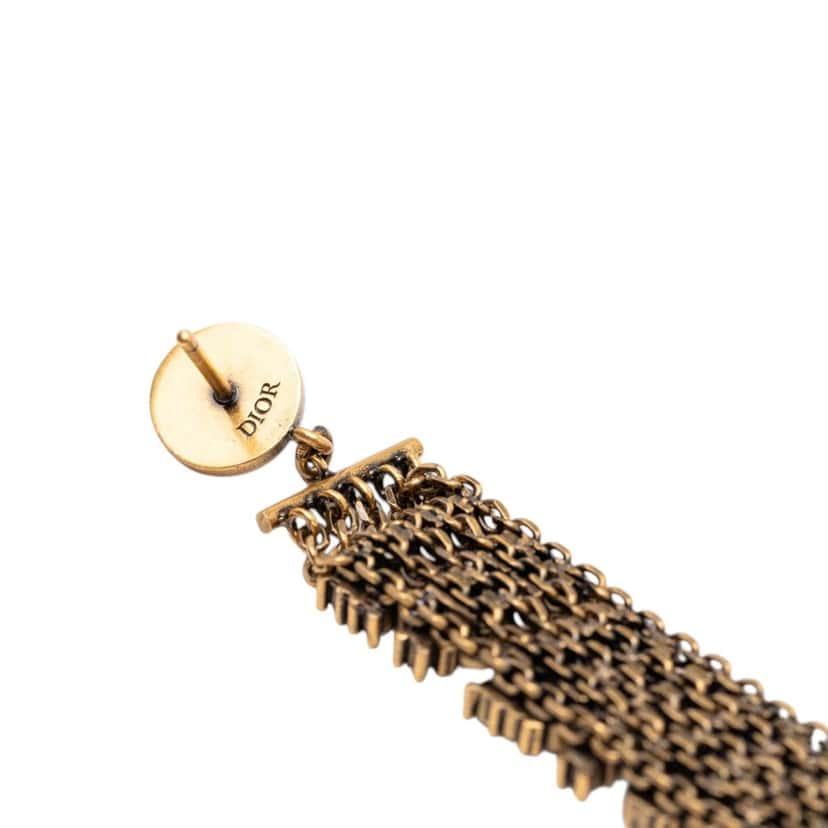 Dior Gold Plated Strass JAdior Drop Push Back Earrings Gold Metal Very good condition - Inside View